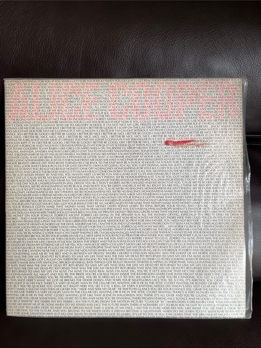 ALICE COOPER~ZIPPER CATCHES SKIN LP PROMO (1982) ORIG PRESS EX/EX WARNER 23719